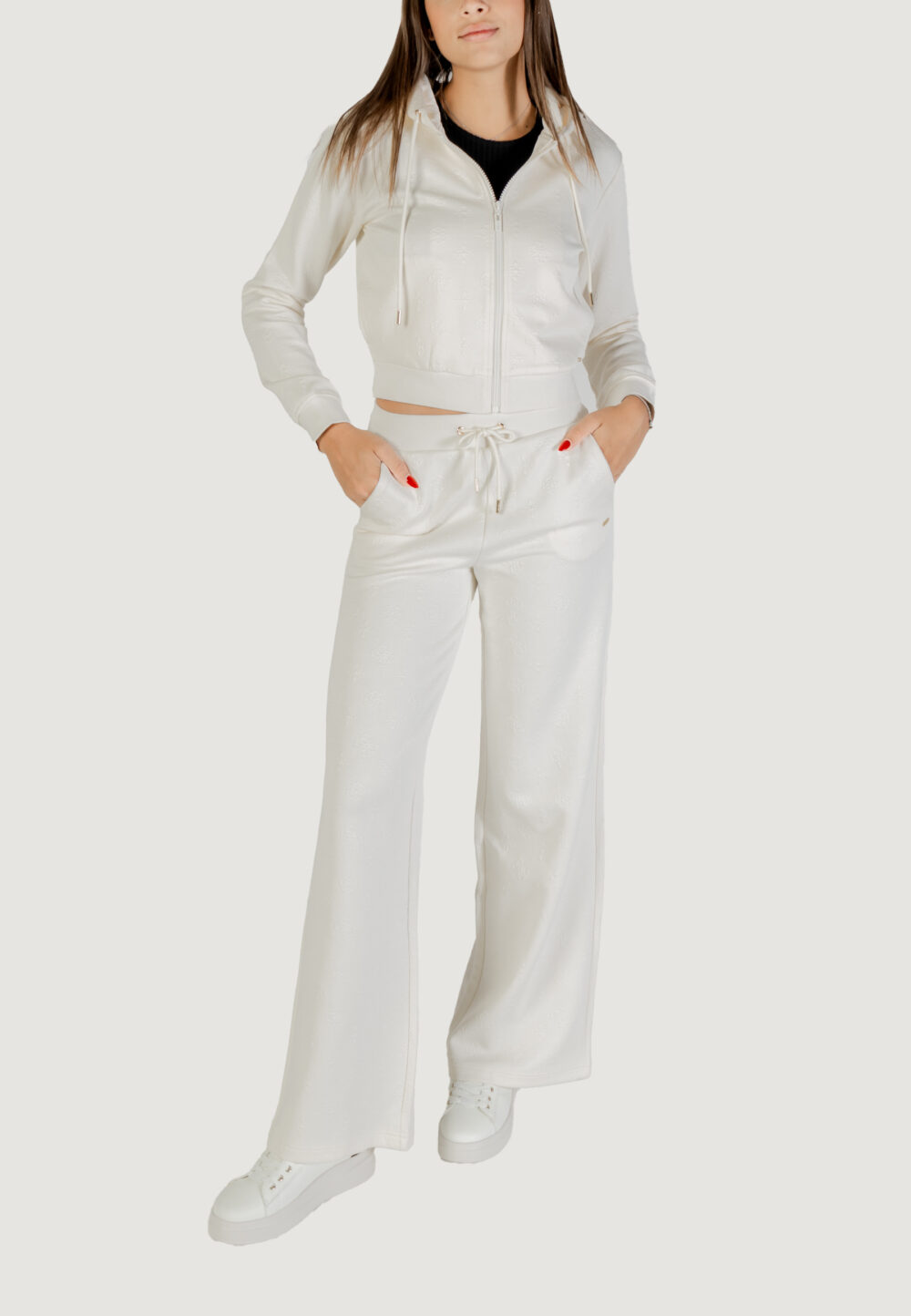Felpa con cappuccio Guess Active 3d peony zipper hoodie jacket Bianco - Foto 2
