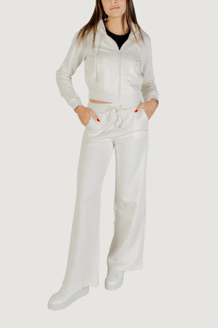 Felpa con cappuccio Guess Active 3d peony zipper hoodie jacket Bianco