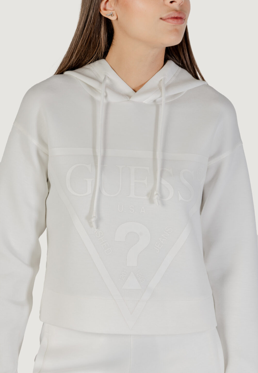 Felpa con cappuccio Guess Active new alisa hooded Panna - Foto 3