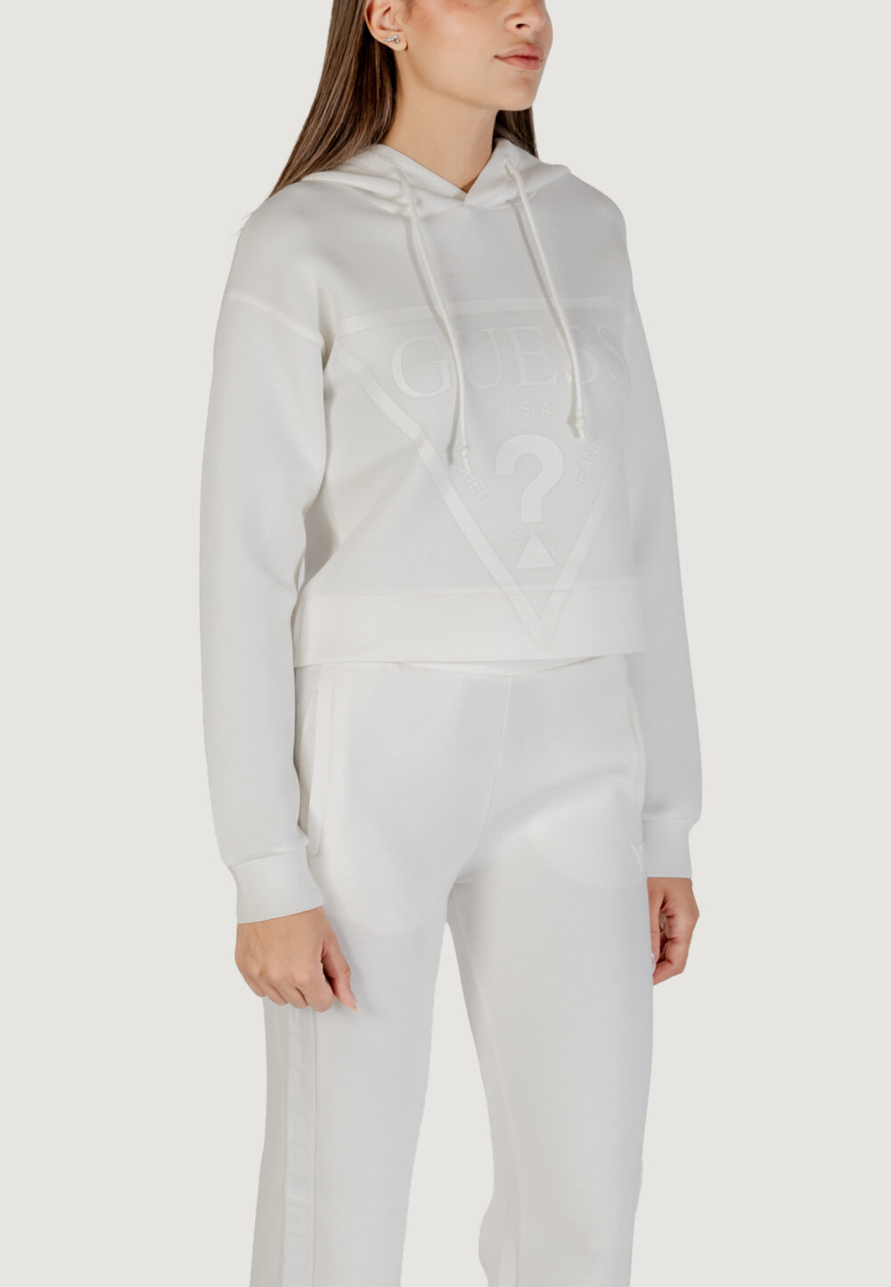Felpa con cappuccio Guess Active new alisa hooded Panna - Foto 5