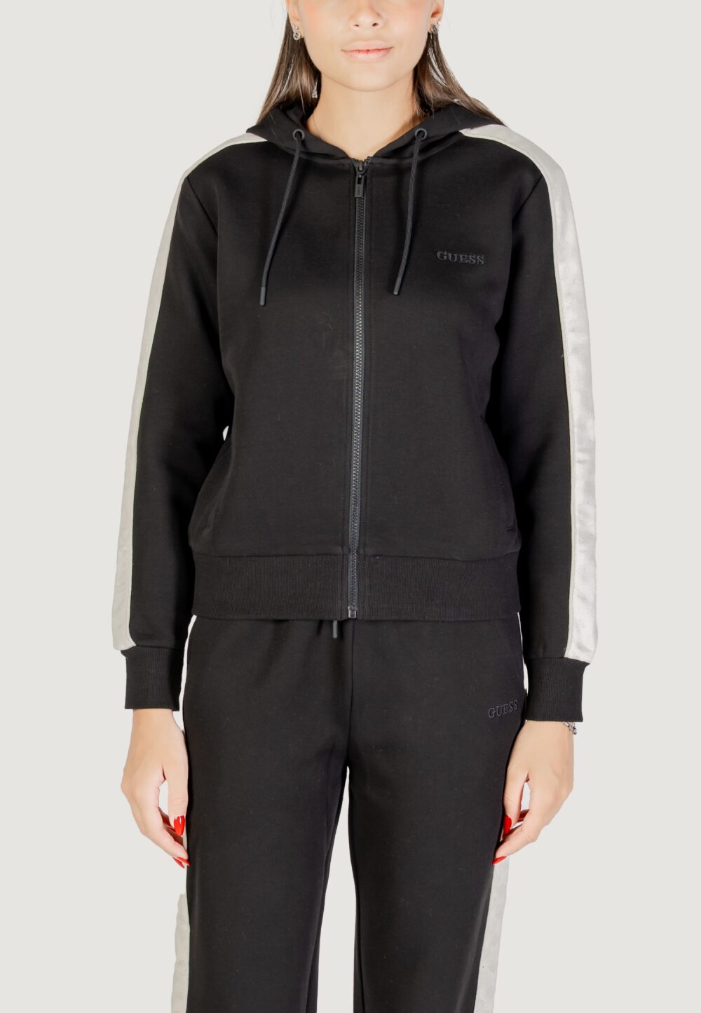 Felpa con cappuccio Guess maryella full zip sweatshirt Nero - Foto 1