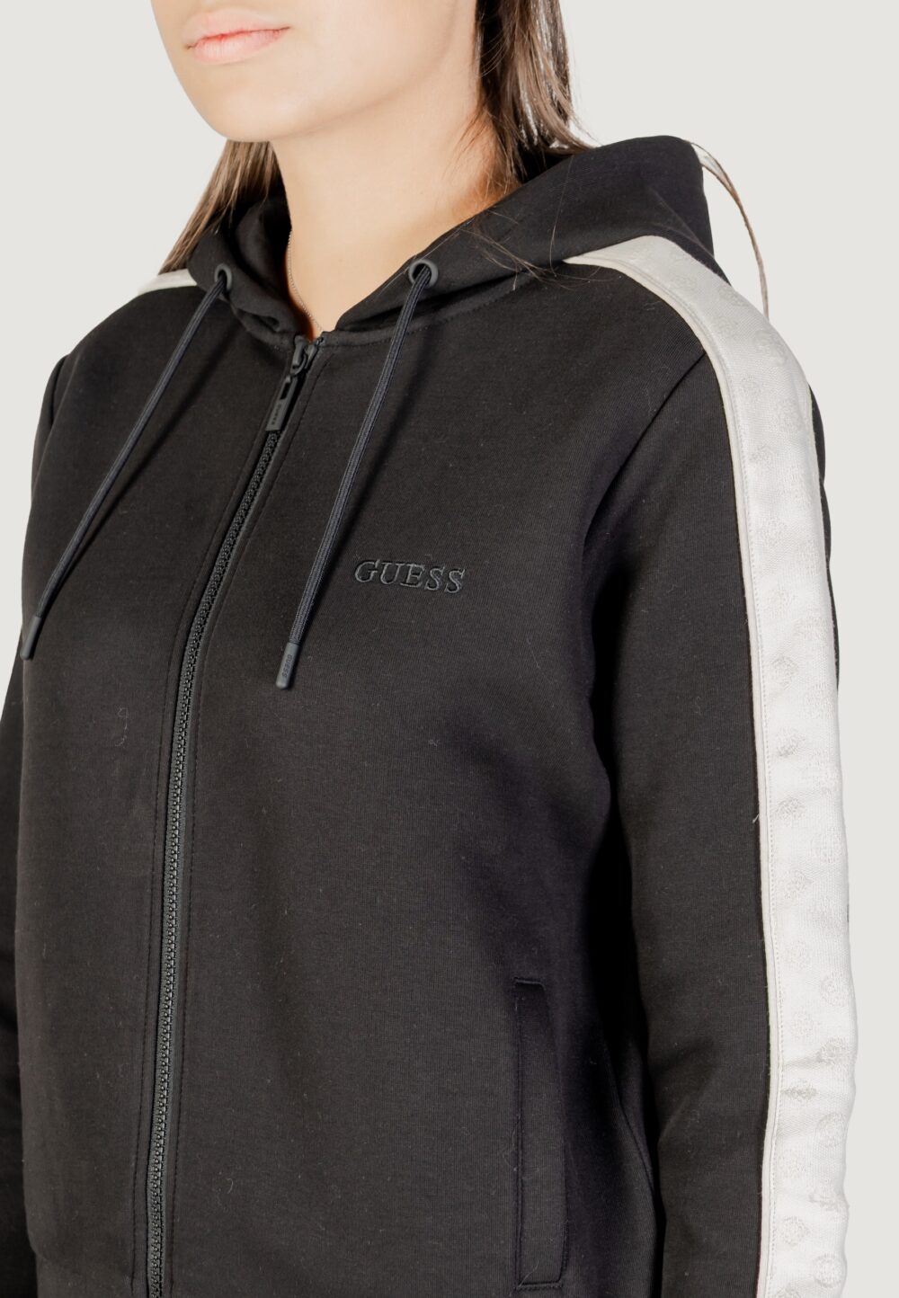 Felpa con cappuccio Guess maryella full zip sweatshirt Nero - Foto 3