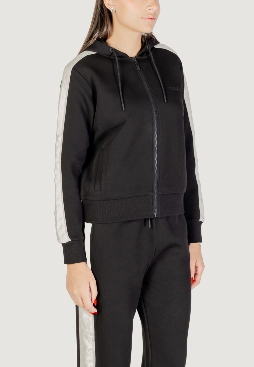 Felpa con cappuccio Guess maryella full zip sweatshirt Nero - Foto 5
