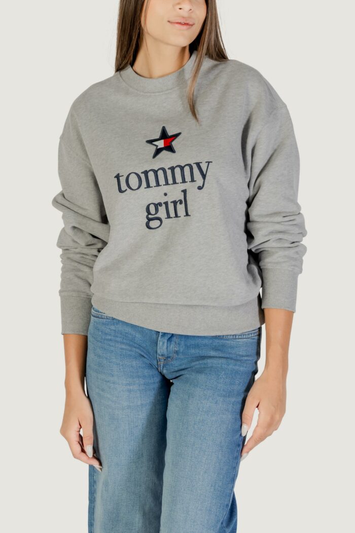 Felpa senza cappuccio Tommy Hilfiger Jeans tommy girl graphic c Grigio Chiaro