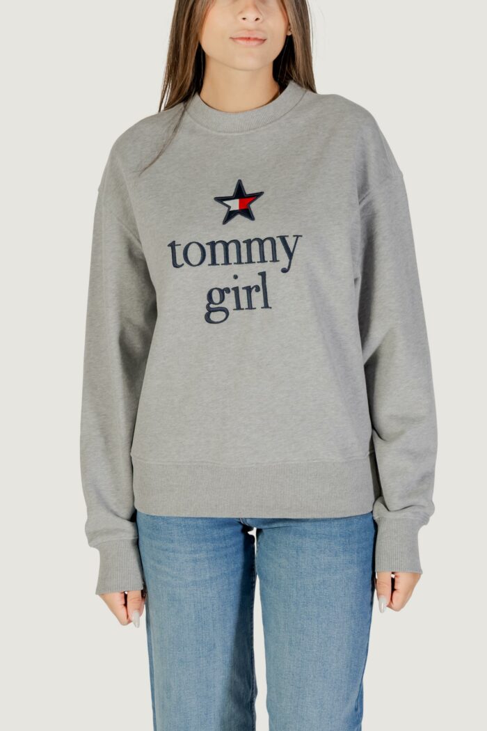 Felpa senza cappuccio Tommy Hilfiger Jeans tommy girl graphic c Grigio Chiaro