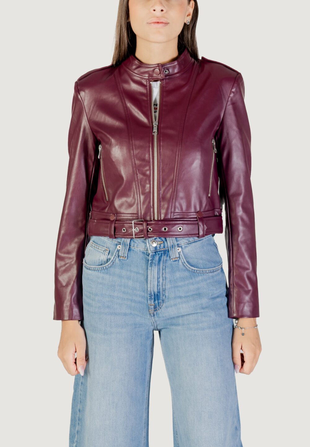 Giacchetto Only onlsadie faux leather jacket cc otw Bordeaux - Foto 1