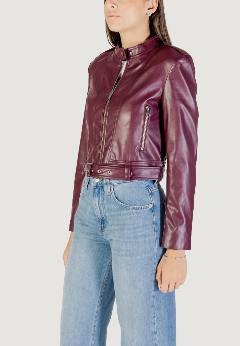 Giacchetto Only onlsadie faux leather jacket cc otw Bordeaux - Foto 2