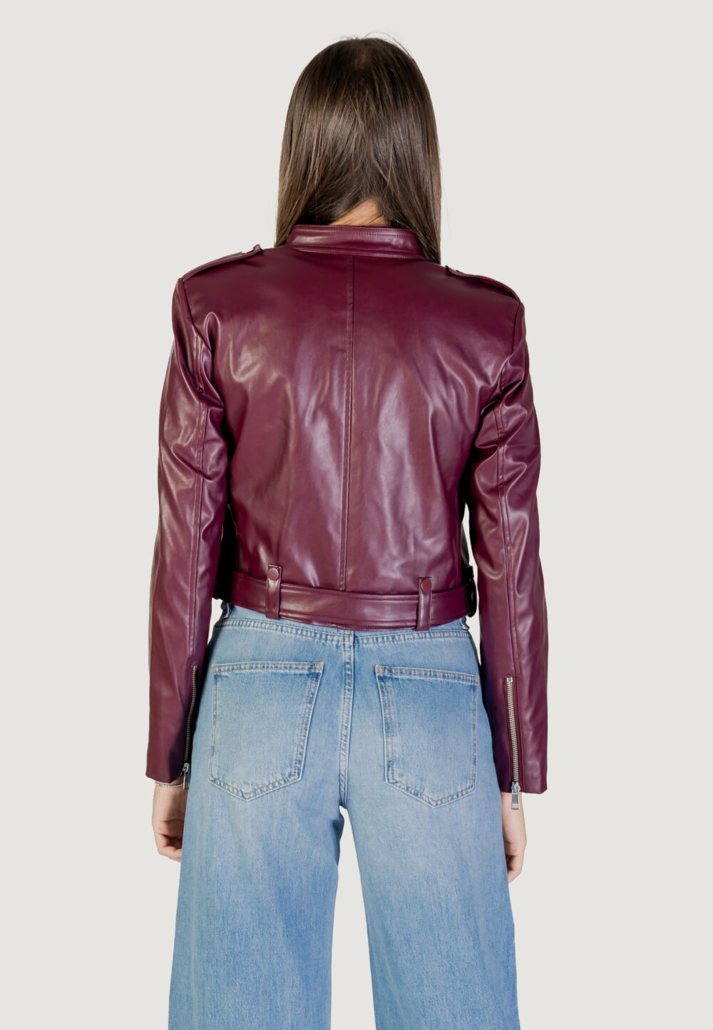 Giacchetto Only onlsadie faux leather jacket cc otw Bordeaux - Foto 4