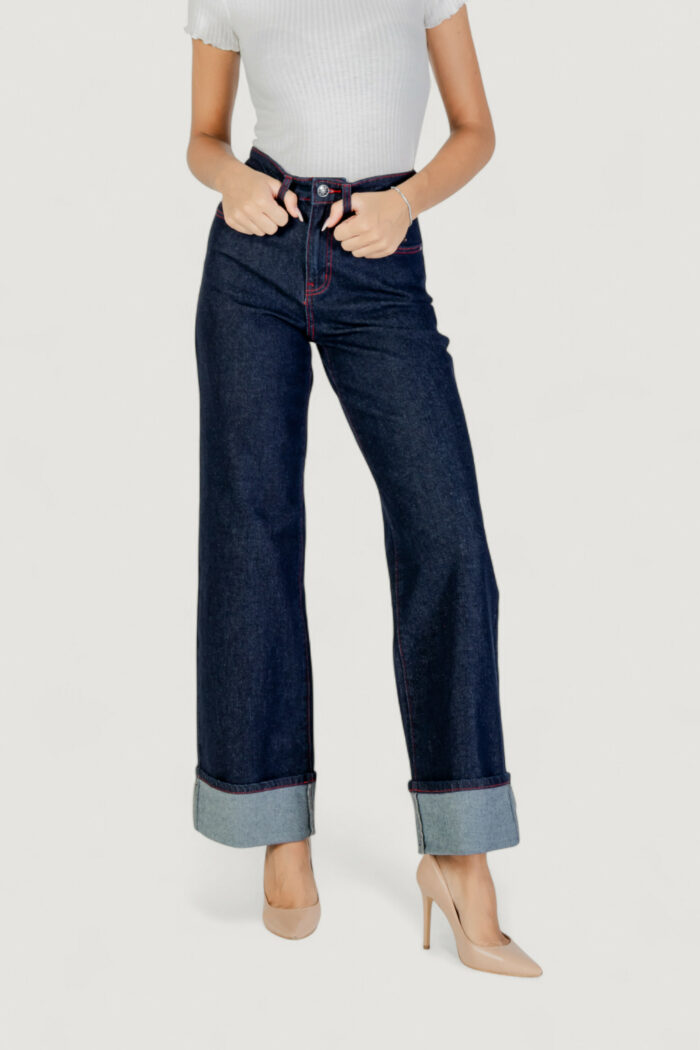 Jeans larghi Only onlcarnaby hw wide foldup red mae Blue Denim Scuro