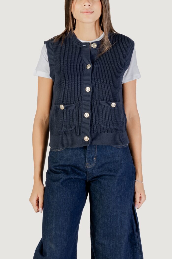 Maglia gilet Jacqueline de Yong jdystella s/l o-neck vest knt Blue scuro