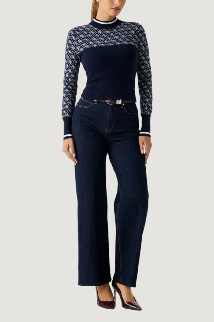Maglia Guess ls mock neck aubrey 4g swtr Blu