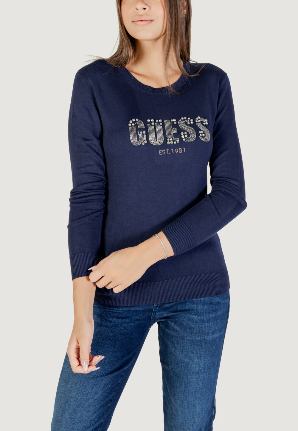 Maglione Guess ls cn reyna logo swtr Blu - Foto 1
