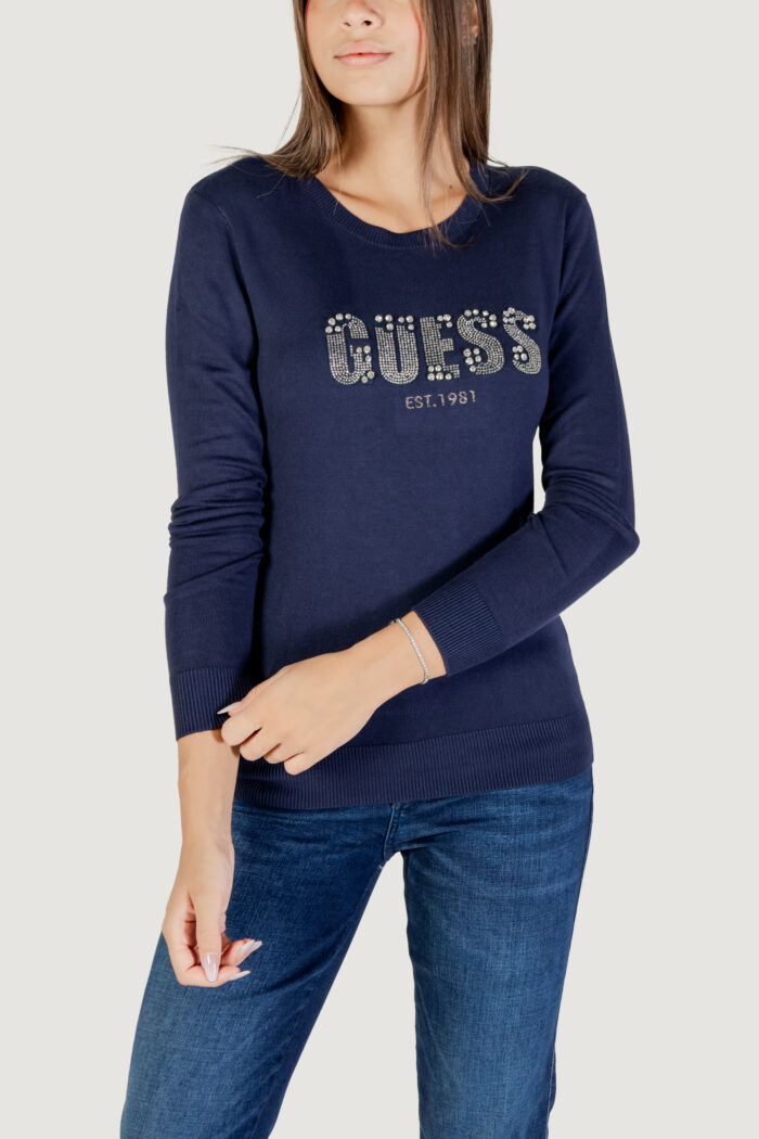 Maglione Guess ls cn reyna logo swtr Blu