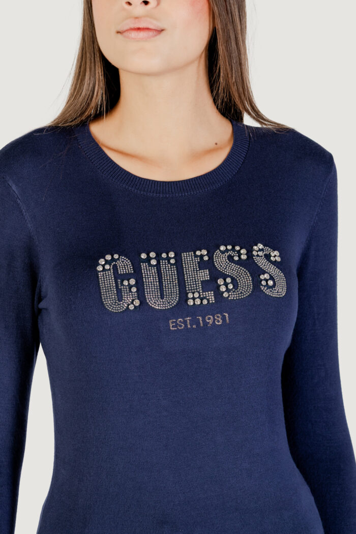 Maglione Guess ls cn reyna logo swtr Blu