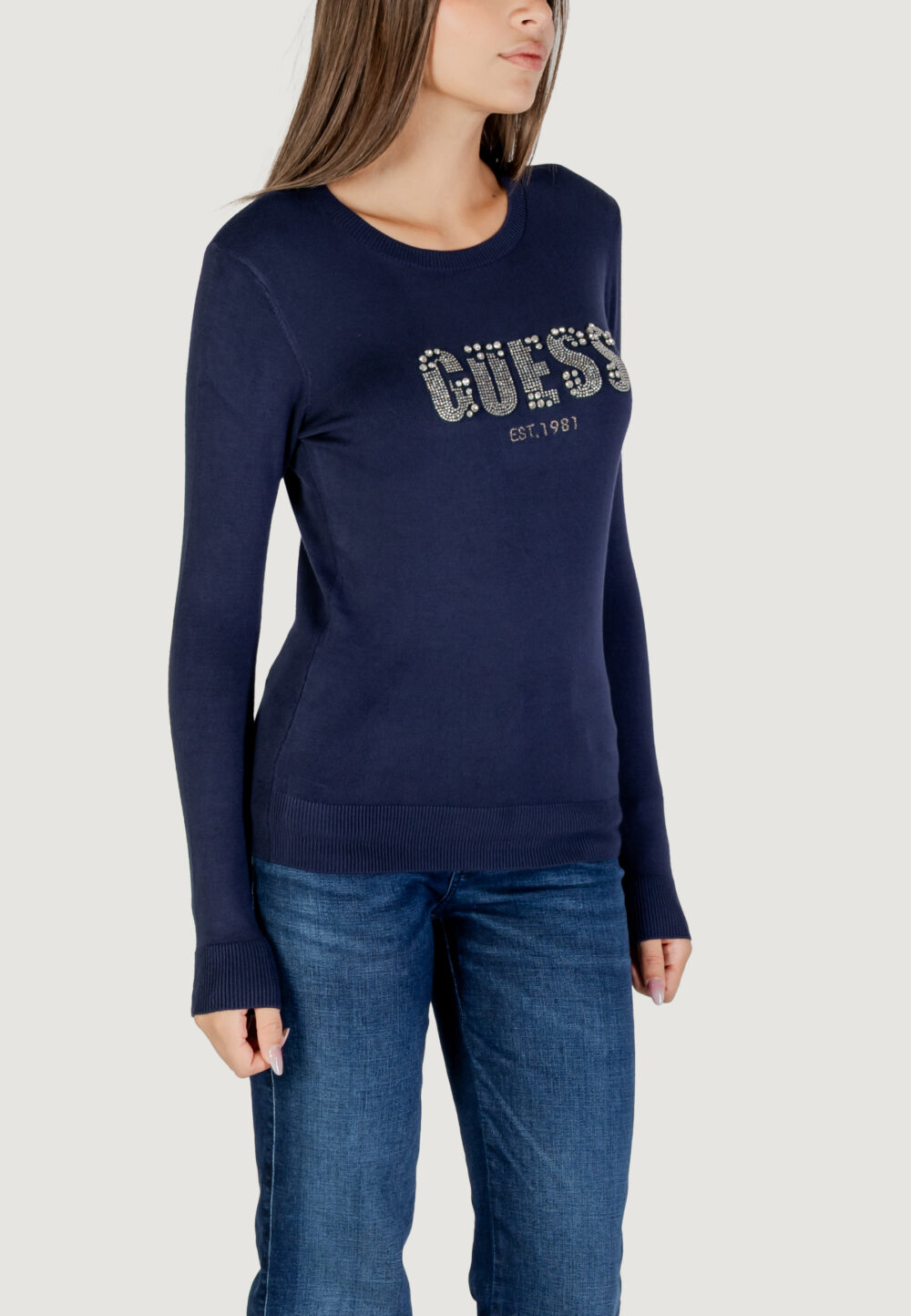 Maglione Guess ls cn reyna logo swtr Blu - Foto 3