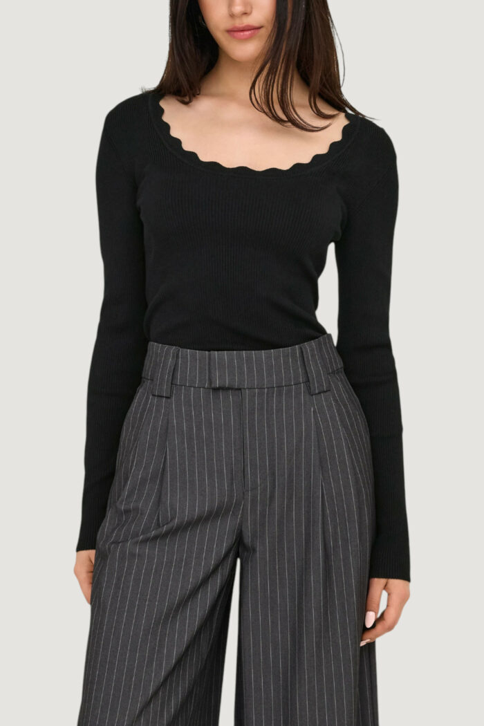 Maglione Jacqueline de Yong jdynanna scallop l/s u-neck pullover knt Nero