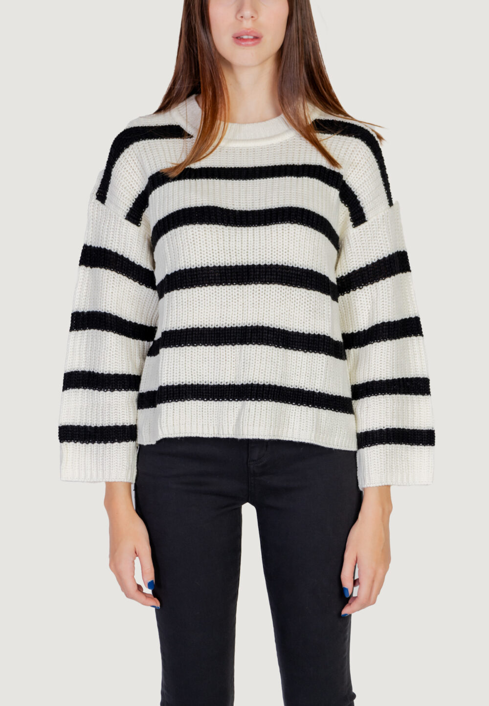 Maglione Jacqueline de Yong jdyjusty l/s stripe pullover knt noos Panna - Foto 5