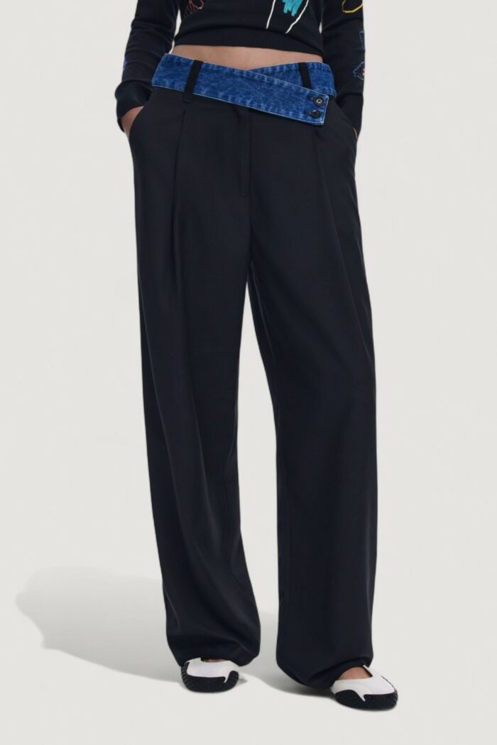 Pantaloni a palazzo Desigual pant_denimwaist Nero