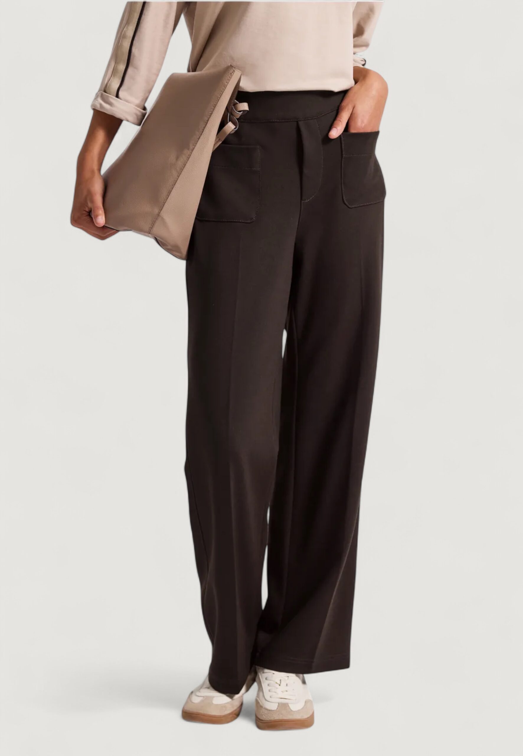 Pantaloni regular Street One front pocket straight leg hw punto di roma Cioccolato - Foto 1