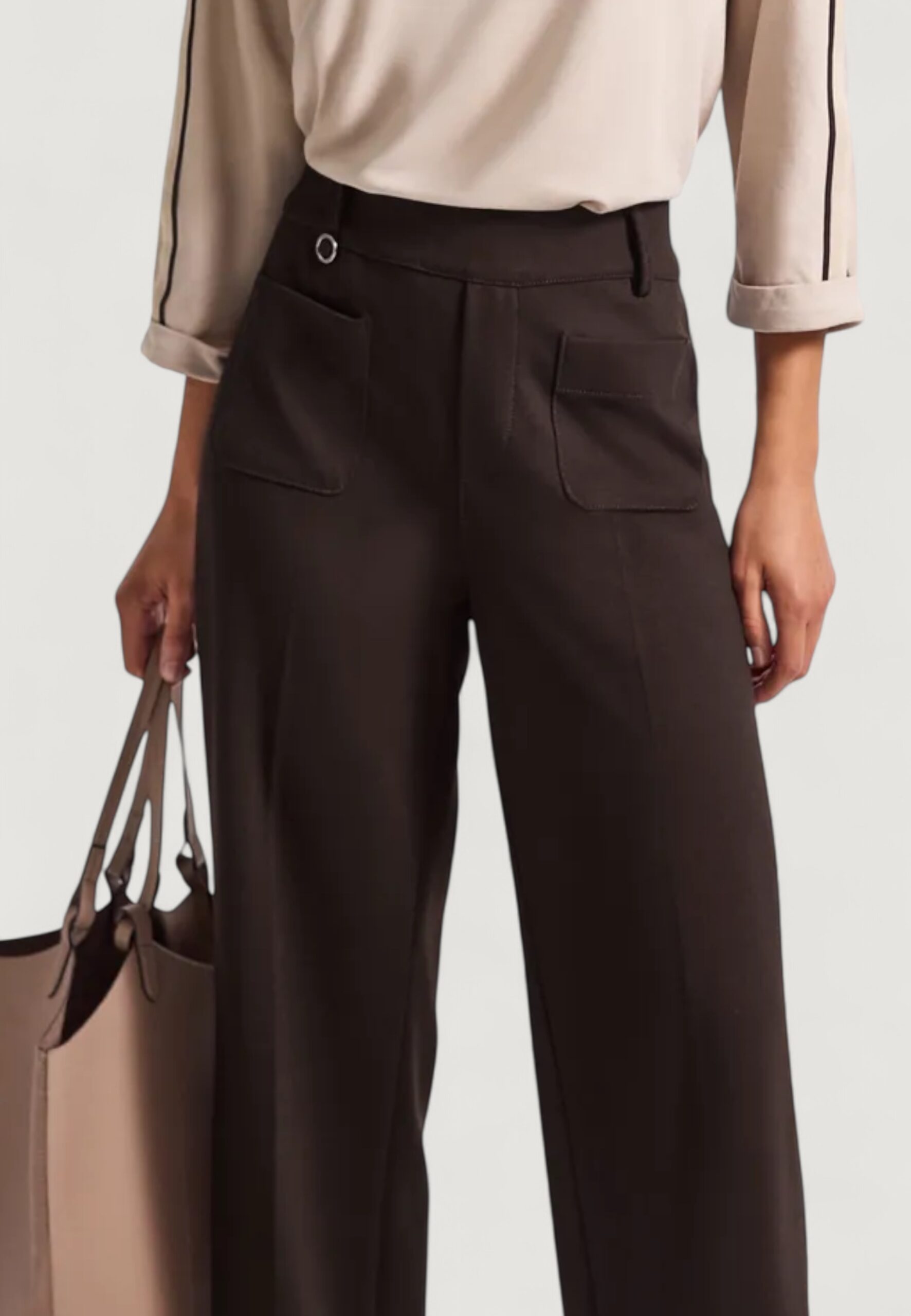 Pantaloni regular Street One front pocket straight leg hw punto di roma Cioccolato - Foto 4