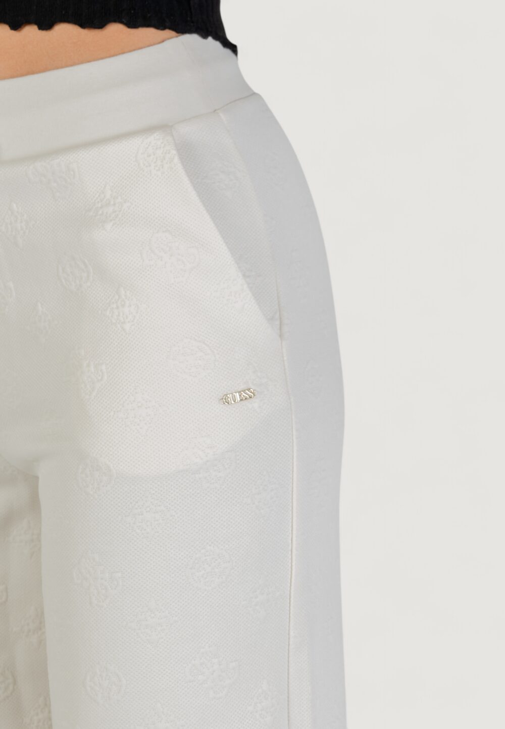 Pantaloni sportivi Guess Active 3d peony wide leng pants Panna - Foto 4