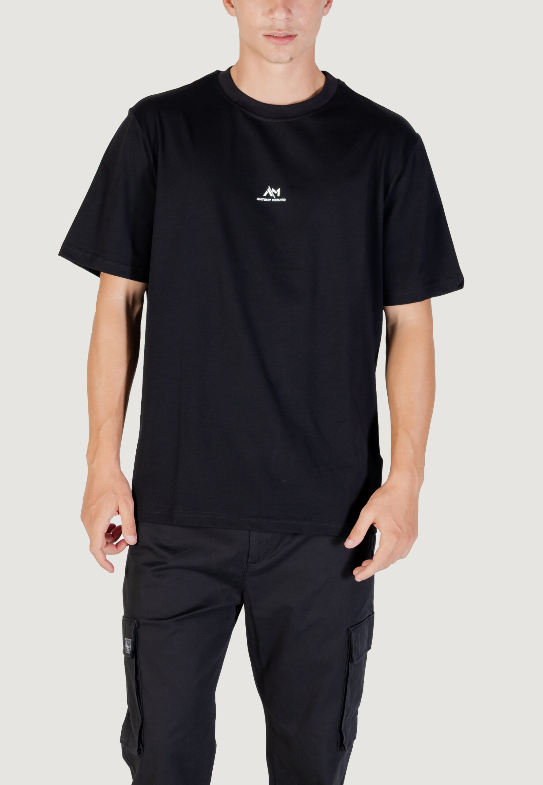 T-shirt Antony Morato relaxed with rubber flock logo print Nero - Foto 1
