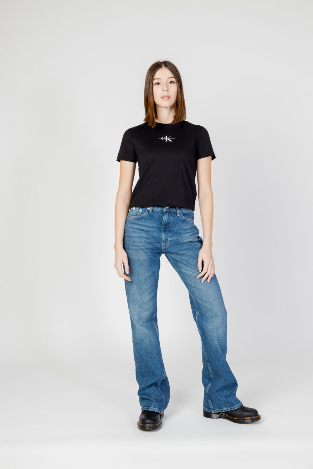 T-shirt Calvin Klein Jeans monologo baby Nero - Foto 4