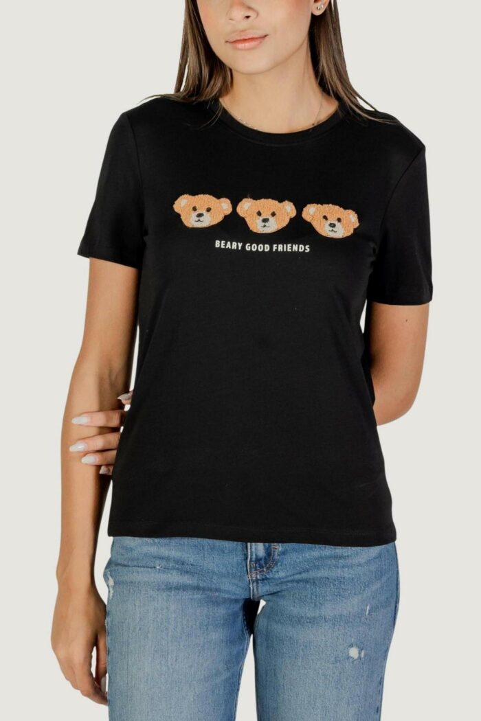 T-shirt Only onlteresa life reg s/s teddy top cs jrs Nero
