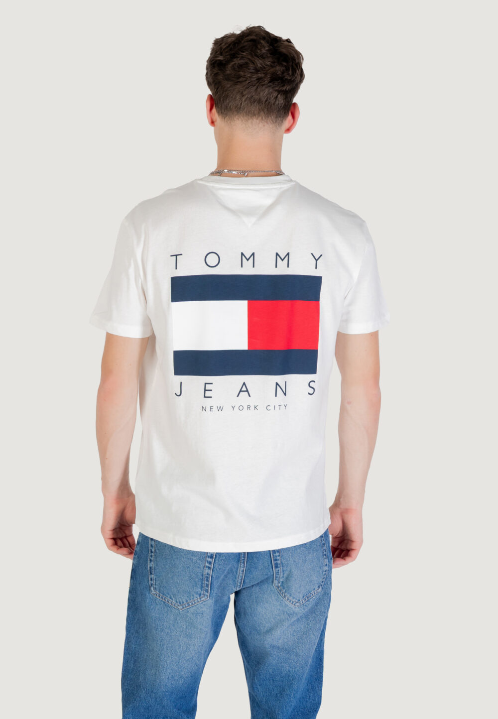 T-shirt Tommy Hilfiger Jeans tjm reg flag graph b Bianco - Foto 4