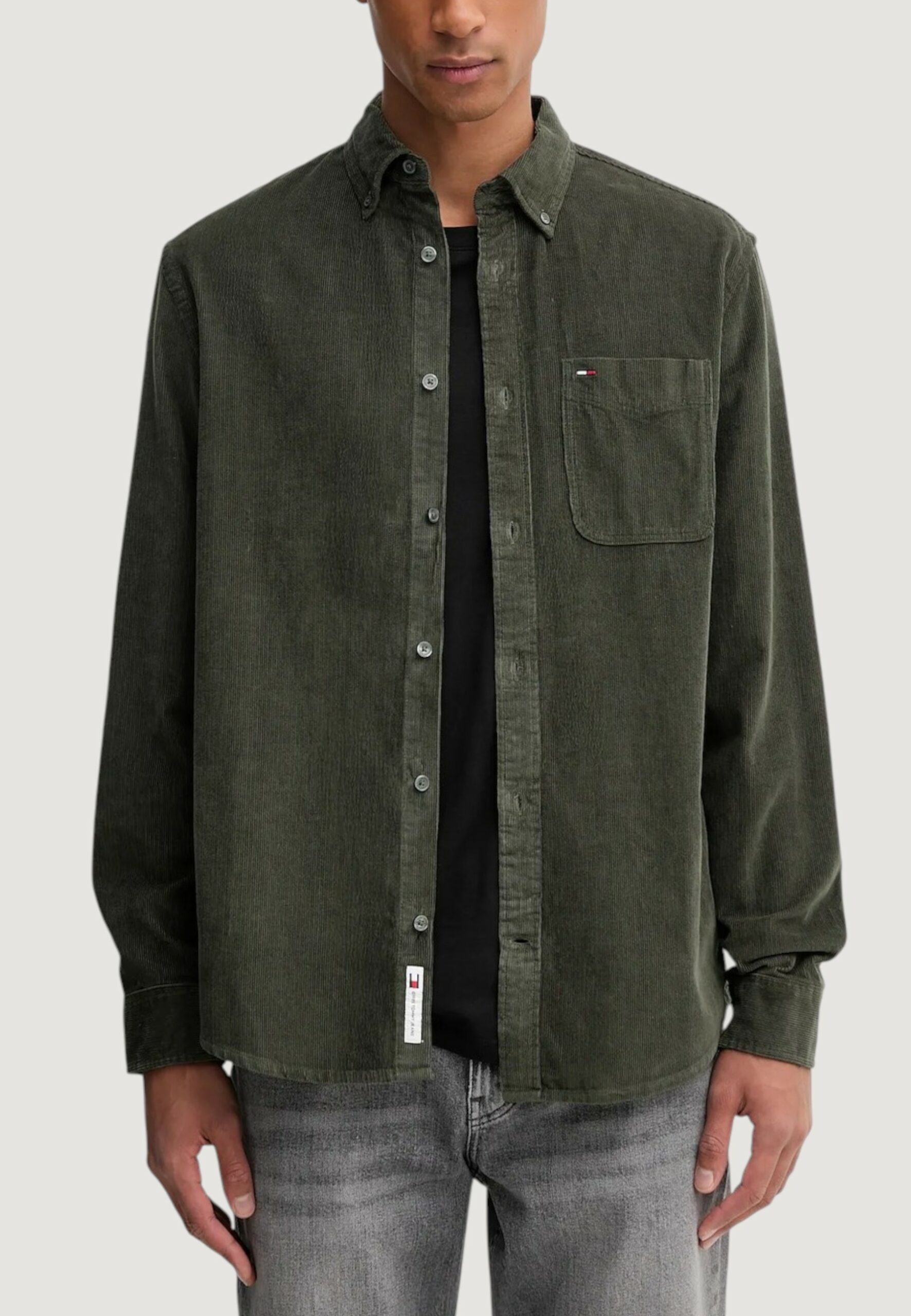 Camicia manica lunga Tommy Hilfiger Jeans tjm reg baby cord sh Verde - Foto 1