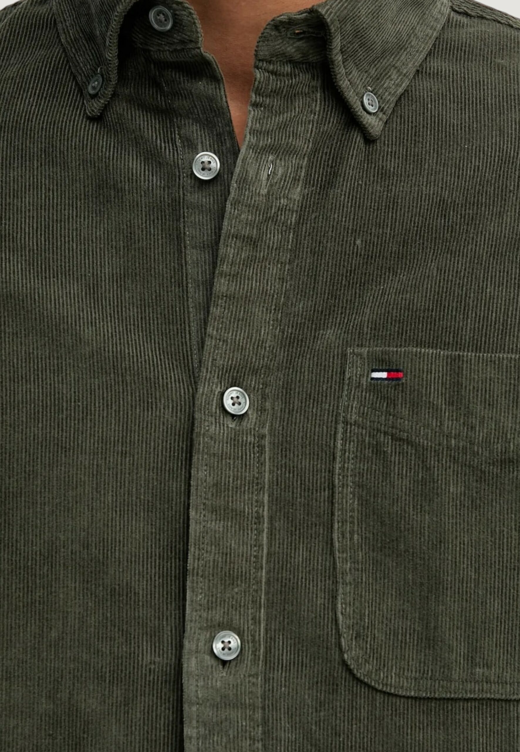 Camicia manica lunga Tommy Hilfiger Jeans tjm reg baby cord sh Verde - Foto 4