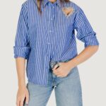 Camicia manica lunga Only onlkaylen ls heart emb shirt wvn Blu Chiaro - Foto 1
