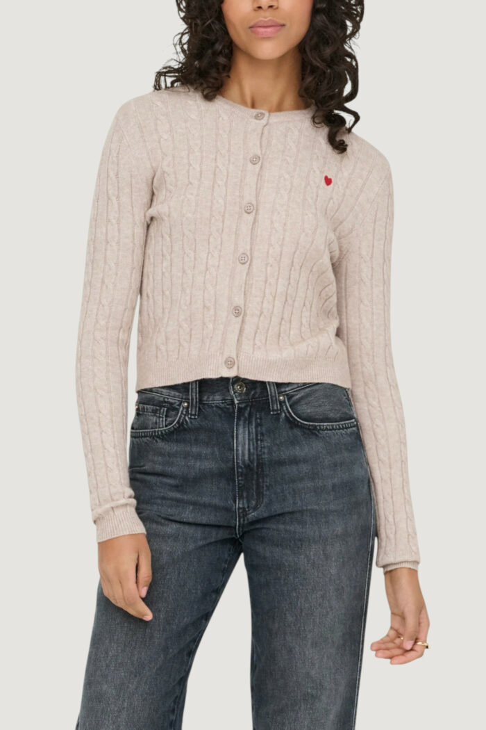 Cardigan Only onlkatia ls cable button cardigan cc knt Beige chiaro