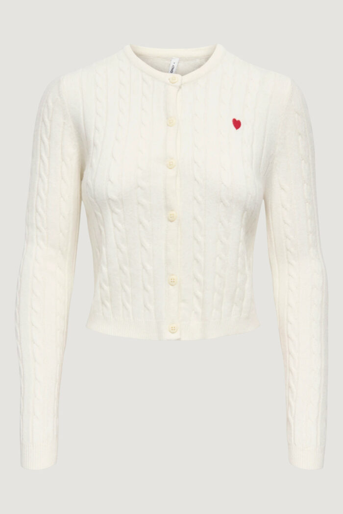 Cardigan Only onlkatia ls cable button cardigan cc knt Bianco