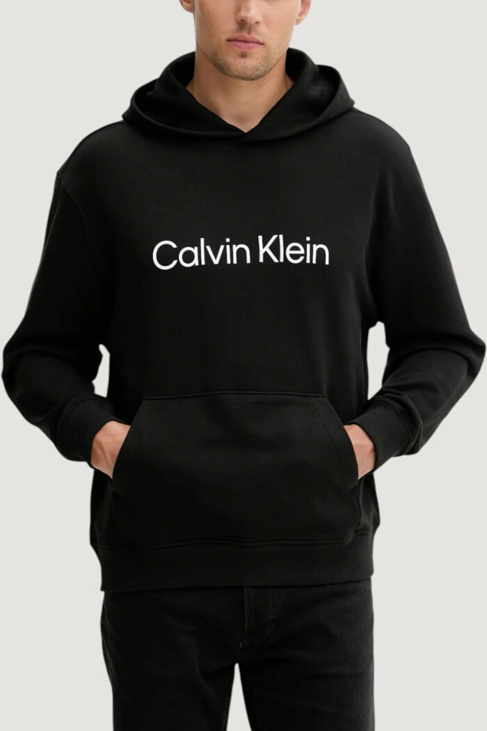 Felpa con cappuccio Calvin Klein ls eu standard logo Nero