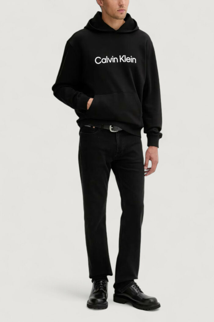 Felpa con cappuccio Calvin Klein ls eu standard logo Nero