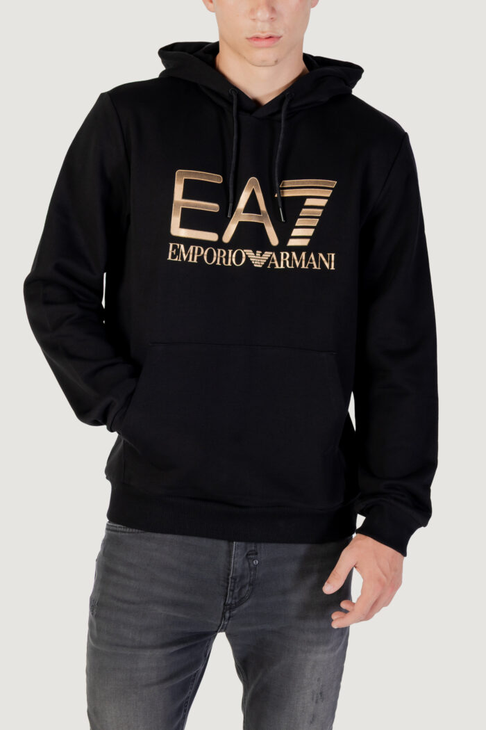 Felpa con cappuccio EA7 Nero – Oro