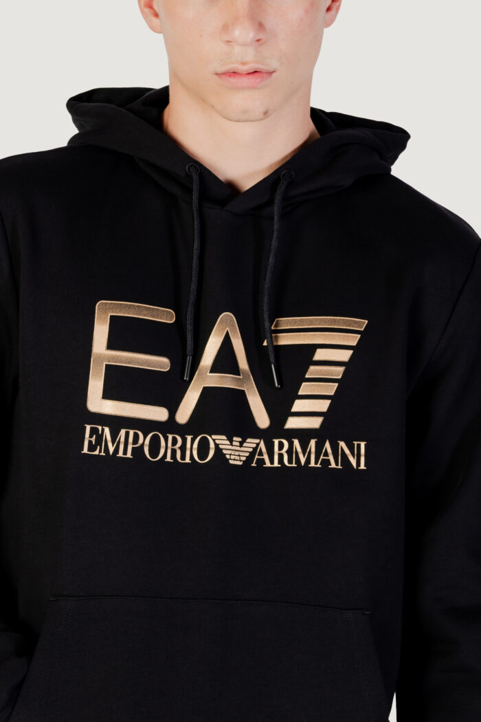 Felpa con cappuccio EA7 Nero – Oro