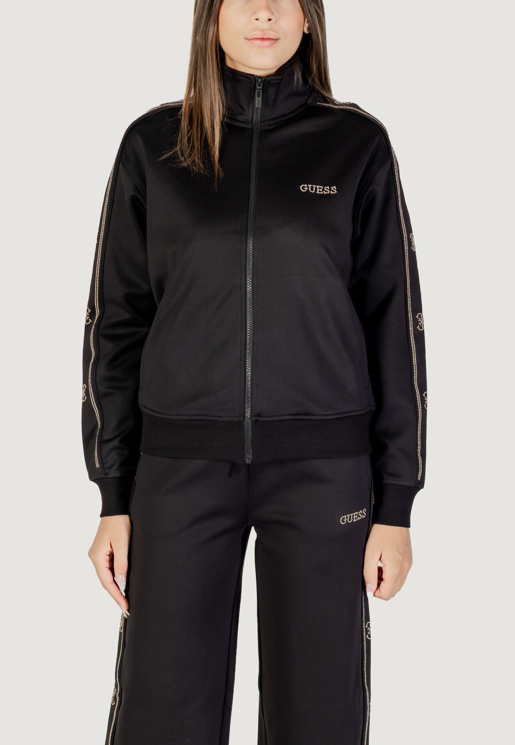 Felpa senza cappuccio Guess Active octavia high neck full-zip swe Nero - Foto 1
