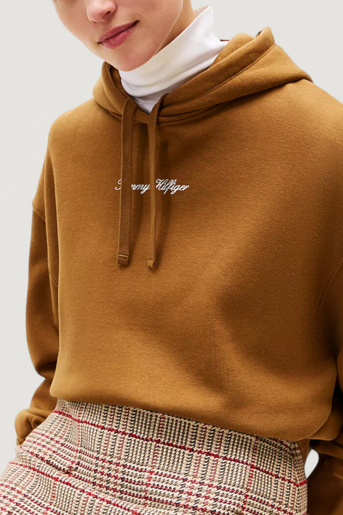 Felpa con cappuccio Tommy Hilfiger classic script fleec Marrone