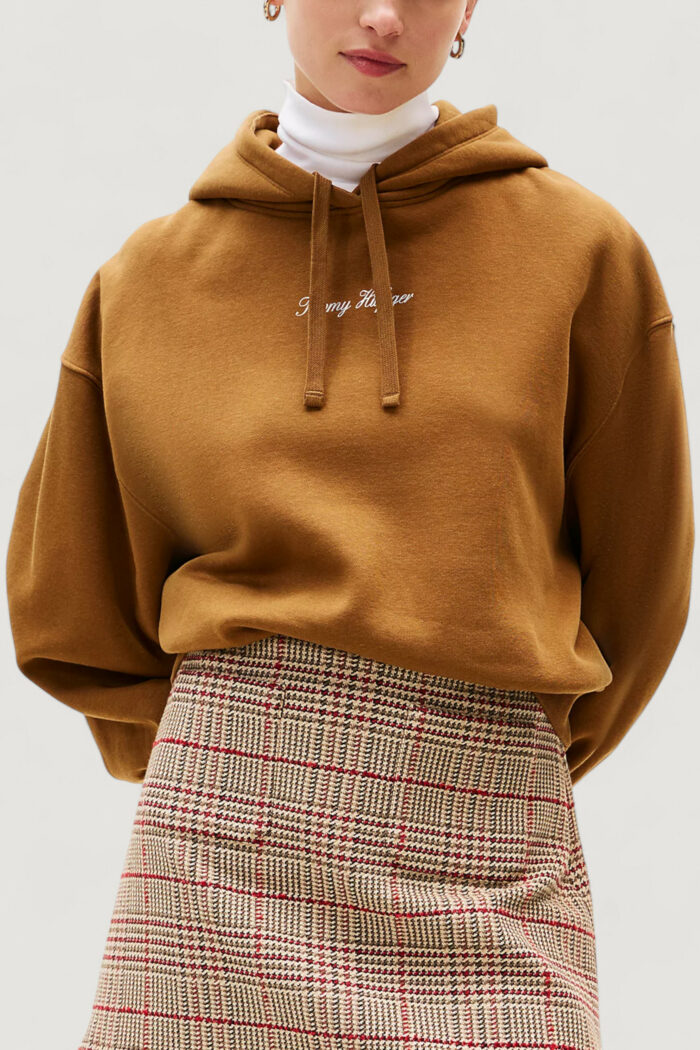 Felpa con cappuccio Tommy Hilfiger classic script fleec Marrone
