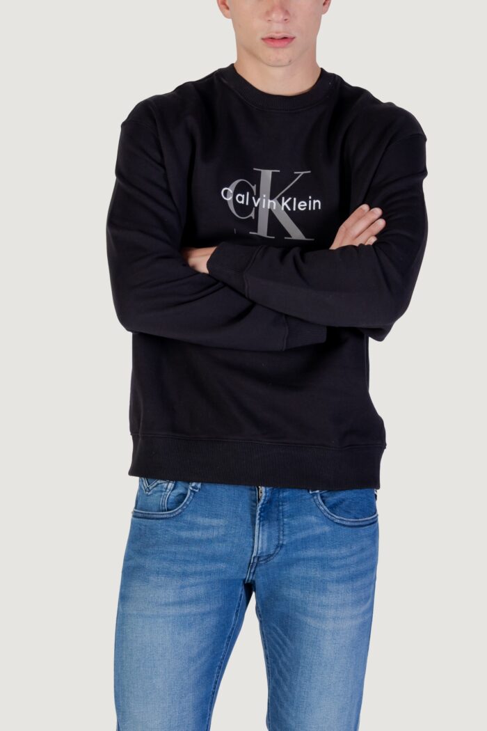 Felpa senza cappuccio Calvin Klein Jeans ls eu 350terry monol Nero