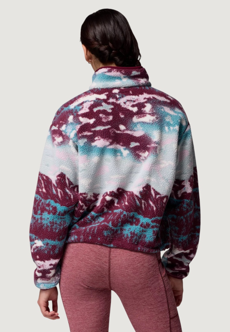 Felpa senza cappuccio COLUMBIA helvetia™ ii printed cropped half snap Bordeaux - Foto 3