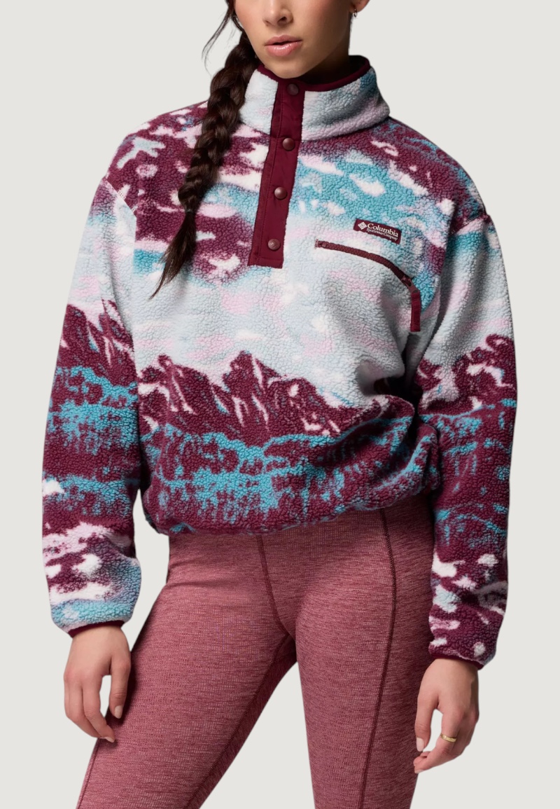 Felpa senza cappuccio COLUMBIA helvetia™ ii printed cropped half snap Bordeaux - Foto 1
