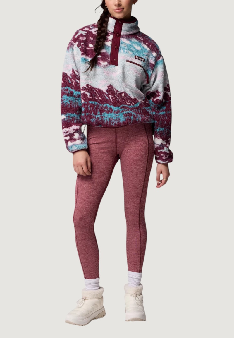 Felpa senza cappuccio COLUMBIA helvetia™ ii printed cropped half snap Bordeaux - Foto 4
