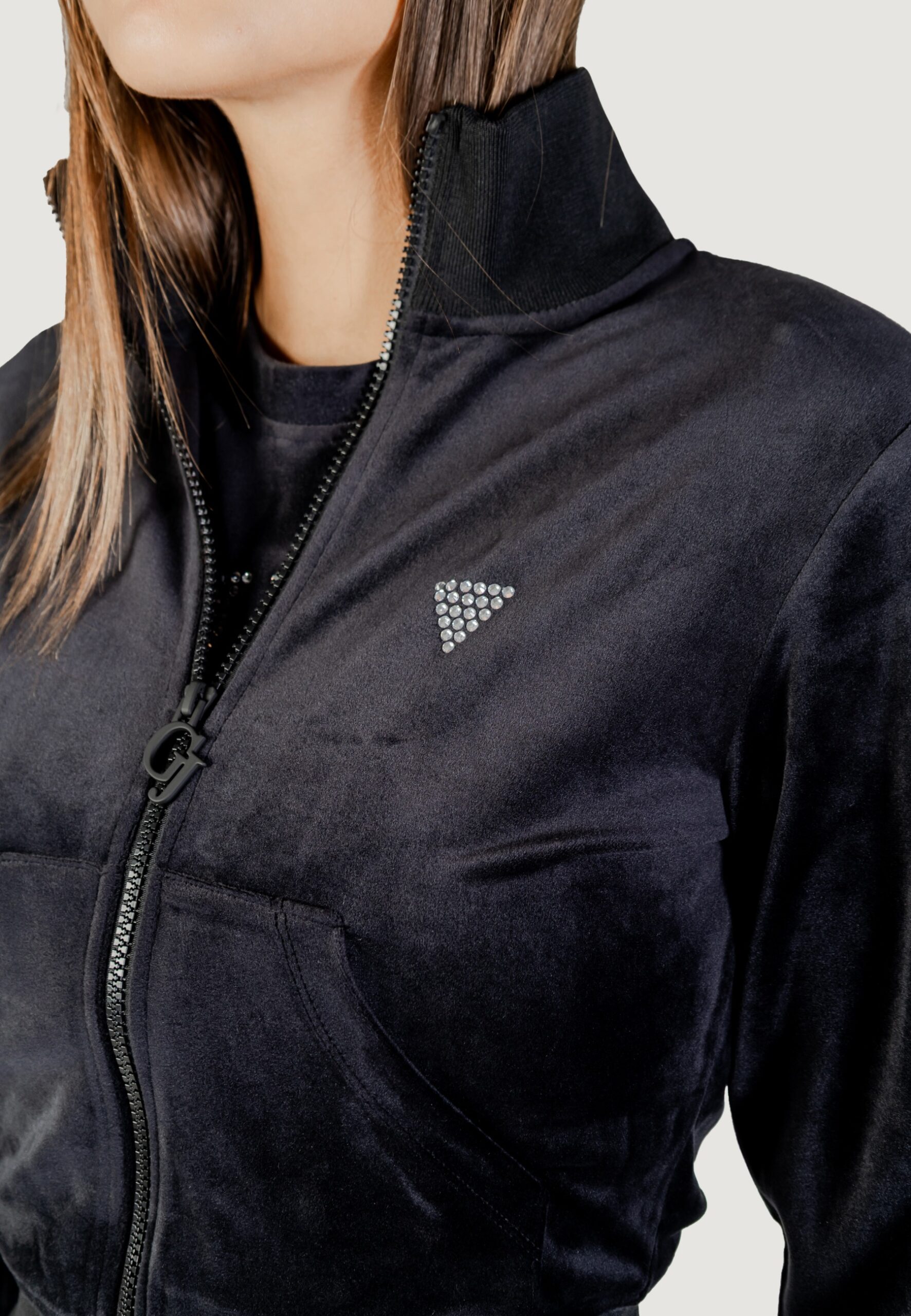 Felpa senza cappuccio Guess Active couture full zip sweatshirt Nero - Foto 5