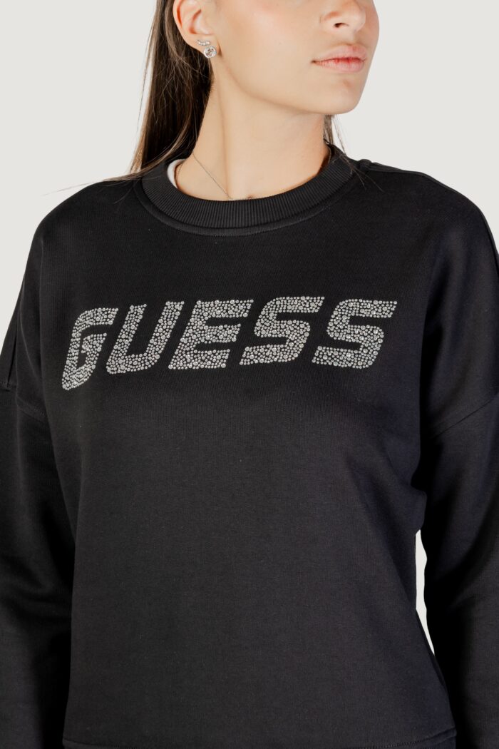 Felpa senza cappuccio Guess Active primula rhinestones cn sweatsh Nero
