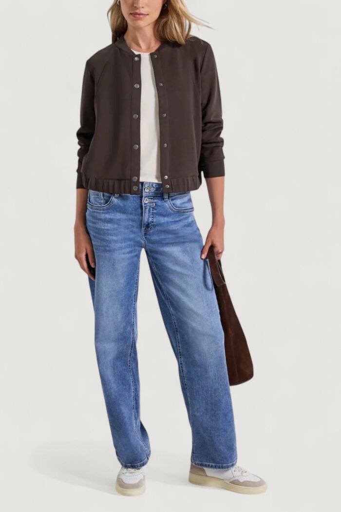 Felpa senza cappuccio Street One silk look jacket Cioccolato