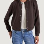 Felpa senza cappuccio Street One silk look jacket Cioccolato - Foto 1