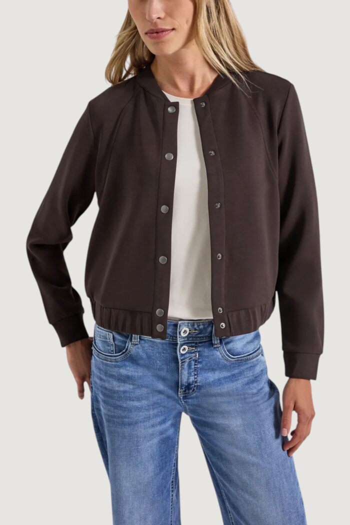 Felpa senza cappuccio Street One silk look jacket Cioccolato